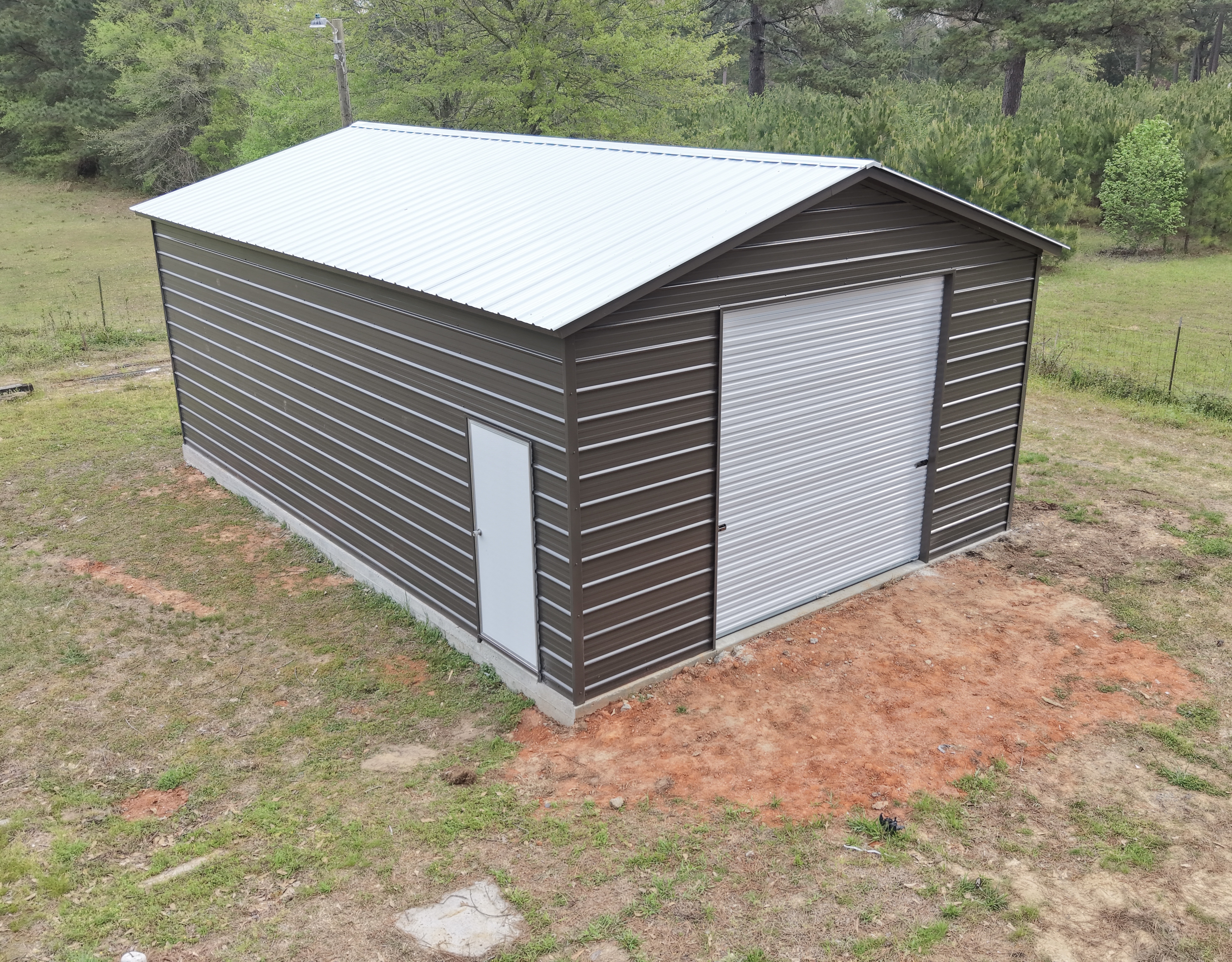 Aerial view of custom metal building by Turner Structures